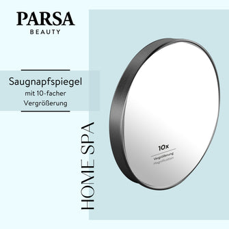 PARSA Beauty ESSENTIAL Saugnapf Spiegel schwarz matt 10x Zoom