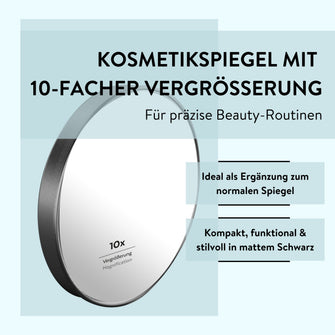 PARSA Beauty ESSENTIAL Saugnapf Spiegel schwarz matt 10x Zoom