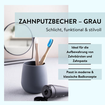 PARSA Beauty ESSENTIAL Zahnputzbecher Pure grau Badbecher Badezimmer