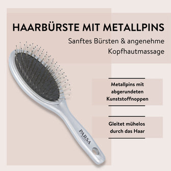 PARSA Beauty ESSENTIAL Haarbürste oval klein Metallpins grau