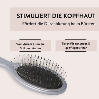 PARSA Beauty ESSENTIAL Haarbürste oval klein Metallpins grau