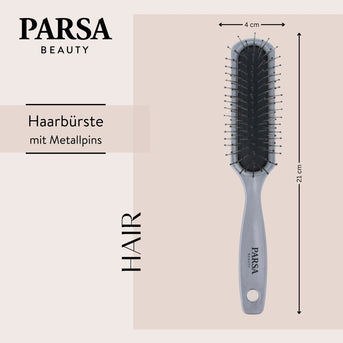 PARSA Beauty ESSENTIAL Haarbürste lang schmal Metallpins grau