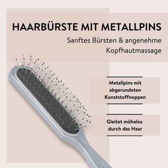 PARSA Beauty ESSENTIAL Haarbürste lang schmal Metallpins grau