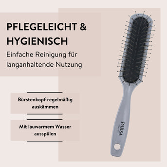 PARSA Beauty ESSENTIAL Haarbürste lang schmal Metallpins grau