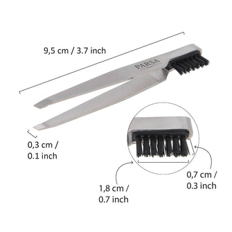 PARSA Beauty ESSENTIAL Pinzette mit Augenbrauenbürstchen 2in1