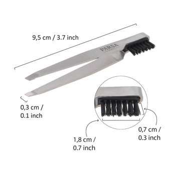 PARSA Beauty ESSENTIAL Pinzette mit Augenbrauenbürstchen 2in1