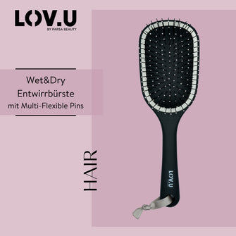 PARSA Beauty LOV.U Entwirrbürste groß – schnelles Bürsten ohne Ziepen