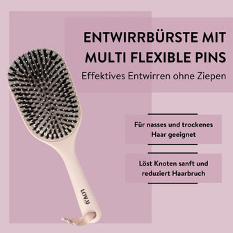 PARSA Beauty LOV.U Paddle Entwirrbürste Wet & Dry mit Wildschweinborsten in Beige