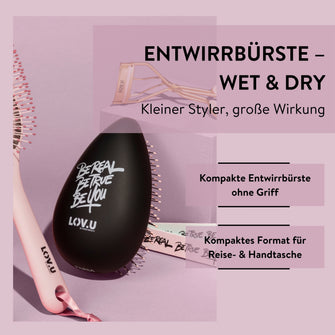 PARSA Beauty LOV.U Entwirrbürste schmal – für nasses & trockenes Haar