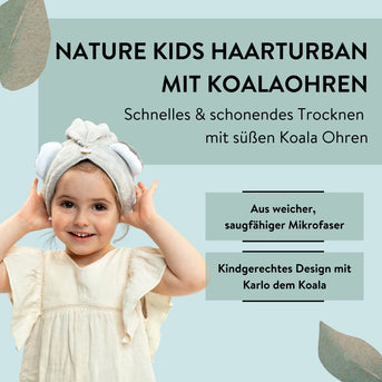 PARSA Beauty NATURE KIDS Haarturban Koala – süß, saugstark & praktisch