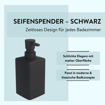 PARSA Beauty Essential Seifenspender Rubber Look, mattes Schwarz & Moderne Eleganz