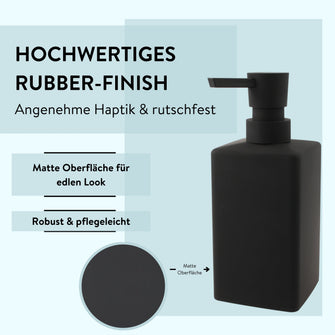 PARSA Beauty Essential Seifenspender Rubber Look, mattes Schwarz & Moderne Eleganz