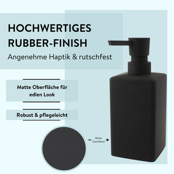 PARSA Beauty Essential Seifenspender Rubber Look, mattes Schwarz & Moderne Eleganz