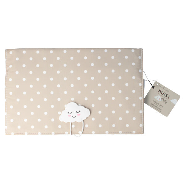 PARSA Beauty Wickeltasche beige Punkte – kompakt, pflegeleicht, für unterwegs