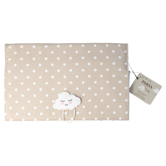 PARSA Beauty Wickeltasche beige Punkte – kompakt, pflegeleicht, für unterwegs