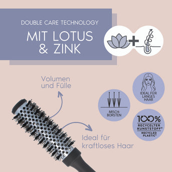 PARSA Beauty Lotus und Zink Extra-Volumenbürste klein 25mm für voluminöse Frisuren