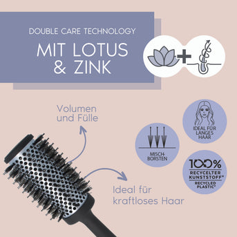 PARSA Beauty PROFESSIONAL Lotus Volumenbürste groß – 44 mm Rundbürste für mehr Fülle