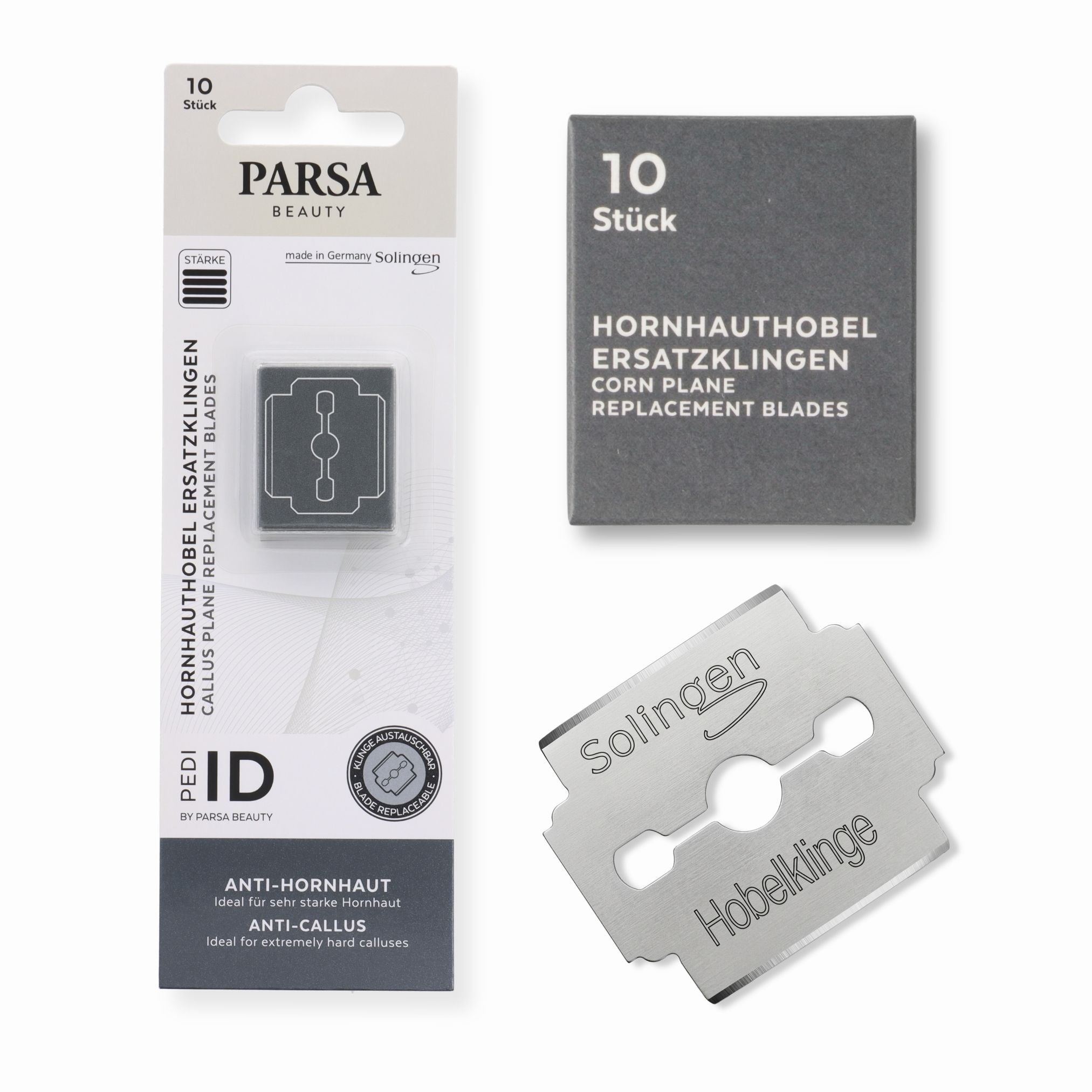 PARSA Beauty PEDI ID Hornhauthobel Ersatzklingen Pediküre Set