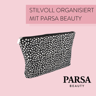 PARSA Beauty ESSENTIAL Kulturtasche schwarz weiß Kosmetiktasche
