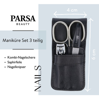 PARSA Beauty Professional Profi-Maniküre-Set, 3-teilig, in Nappaleder