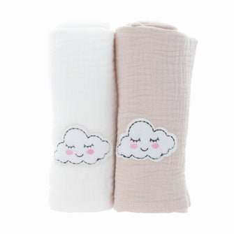 PARSA Beauty BABY Babytuch Musselin weiß beige 2 Stück Set