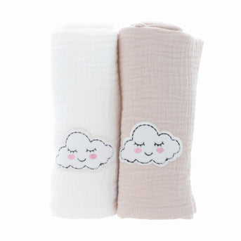 PARSA Beauty BABY Babytuch Musselin weiß beige 2 Stück Set