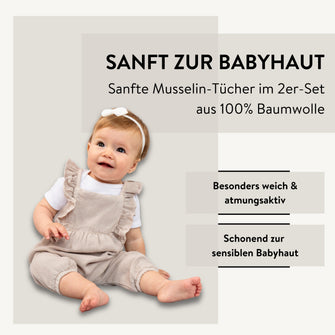 PARSA Beauty BABY Babytuch Musselin weiß beige 2 Stück Set