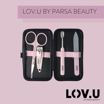 PARSA Beauty LOV.U Maniküre Set 4teilig schwarz Nagelpflege