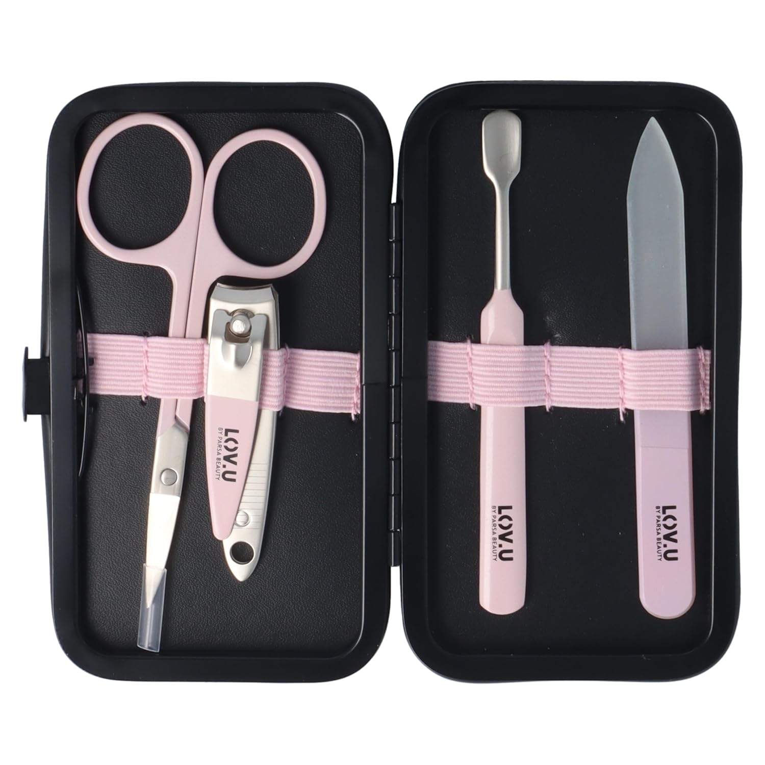 PARSA Beauty LOV.U Maniküre Set 4teilig schwarz Nagelpflege