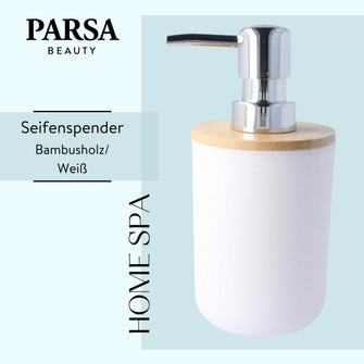 PARSA Beauty ESSENTIAL Bambus Seifenspender weiß rund Spender