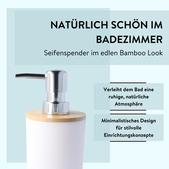 PARSA Beauty ESSENTIAL Bambus Seifenspender weiß rund Spender