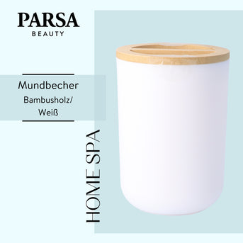 PARSA Beauty ESSENTIAL Bambus Zahnputzbecher weiß rund Becher