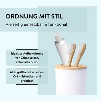 PARSA Beauty ESSENTIAL Bambus Zahnputzbecher weiß rund Becher
