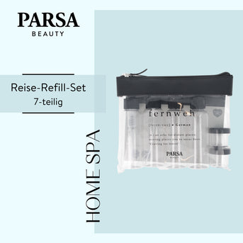 PARSA Beauty ESSENTIAL Reise Refill Set Nachfüllflaschen Kosmetik 7-tlg.