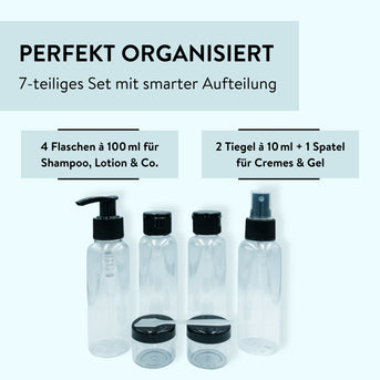 PARSA Beauty ESSENTIAL Reise Refill Set Nachfüllflaschen Kosmetik 7-tlg.