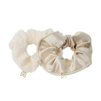 PARSA Beauty SIGNATURE COLLECTION Scrunchie-Set beige – 2er-Set mit Charm