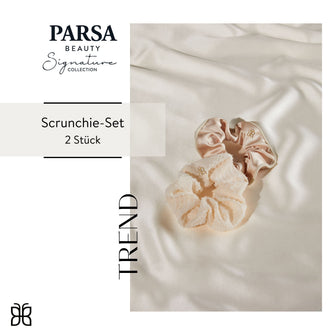 PARSA Beauty SIGNATURE COLLECTION Scrunchie-Set beige – 2er-Set mit Charm