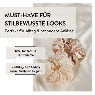 PARSA Beauty SIGNATURE COLLECTION Scrunchie-Set beige – 2er-Set mit Charm