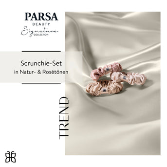 PARSA Beauty SIGNATURE COLLECTION Haargummi 3er-Set – Rosé & beige Satin