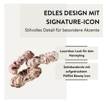 PARSA Beauty SIGNATURE COLLECTION Haargummi 3er-Set – Rosé & beige Satin