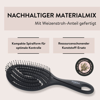 PARSA Beauty  ESSENTIAL Spiralbürste mit Weizenstroh – stilvoll und elegant