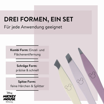 Disney Mickey Mouse inspiriertes Mini-Pinzettenset von PARSA Beauty, 3-teilig