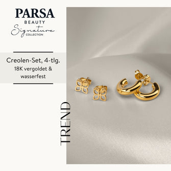 PARSA Beauty SIGNATURE Creolen-Set gold – 4-tlg. aus Edelstahl, 18K vergoldet