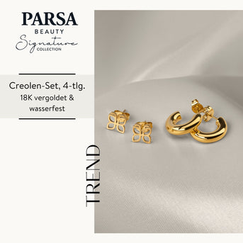 PARSA Beauty SIGNATURE Creolen-Set gold – 4-tlg. aus Edelstahl, 18K vergoldet