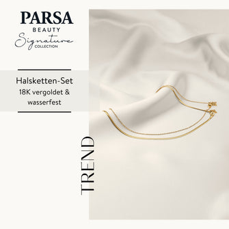 PARSA Beauty SIGNATURE Halsketten-Set gold – 2-tlg. Snake & Eyelet Chain, Edelstahl 18K vergoldet