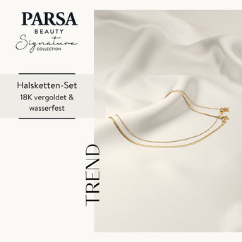 PARSA Beauty SIGNATURE Halsketten-Set gold – 2-tlg. Snake & Eyelet Chain, Edelstahl 18K vergoldet
