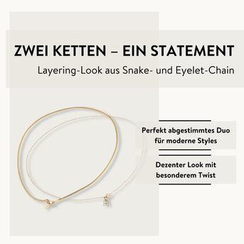 PARSA Beauty SIGNATURE Halsketten-Set gold – 2-tlg. Snake & Eyelet Chain, Edelstahl 18K vergoldet