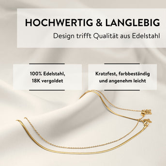 PARSA Beauty SIGNATURE Halsketten-Set gold – 2-tlg. Snake & Eyelet Chain, Edelstahl 18K vergoldet