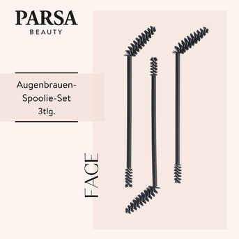 PARSA Beauty Essential Duo Spoolies, 3er-Set Augenbrauenbürsten für Styling & Soap Brows