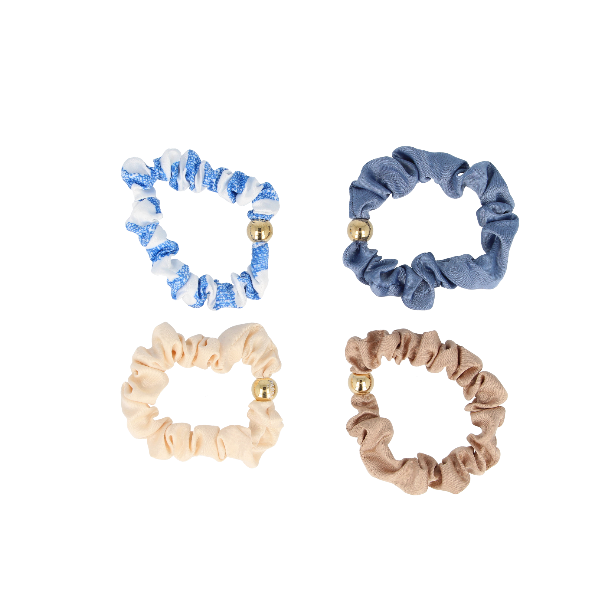 PARSA Beauty Limited Scrunchie-Set mit Gold-Verschluss, Mehrfarbig, 4 Stück